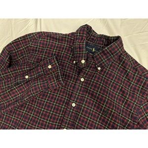Ralph Lauren Men’s Medium Cotton Multi-color Plaid Custom Fit Button-Down Shirt